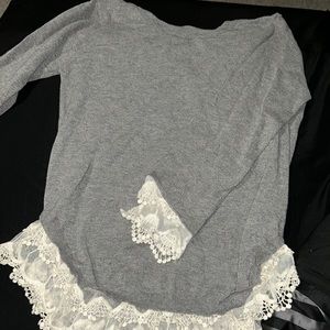 Grey sweater with lace